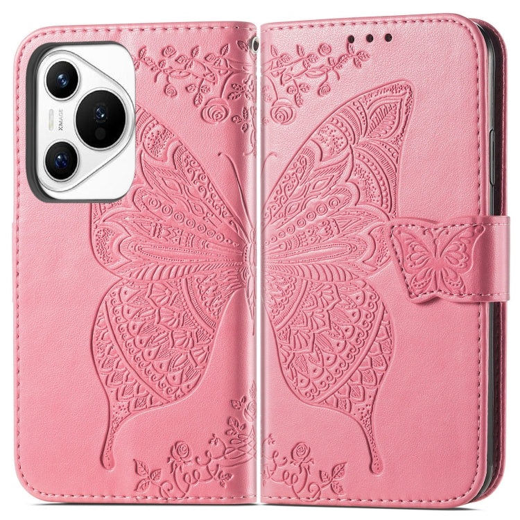 For Huawei Pura 70 Butterfly Love Flower Embossed Leather Phone Case(Pink) - Huawei Cases by PMC Jewellery | Online Shopping South Africa | PMC Jewellery | Buy Now Pay Later Mobicred