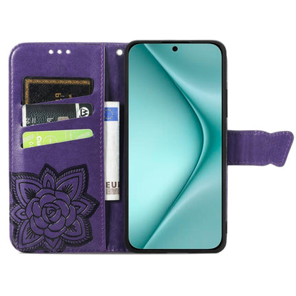 For Huawei Pura 70 Butterfly Love Flower Embossed Leather Phone Case(Purple) - Huawei Cases by PMC Jewellery | Online Shopping South Africa | PMC Jewellery | Buy Now Pay Later Mobicred