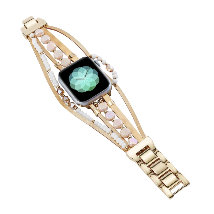 For Apple Watch Series 3 42mm Beaded National Style Bracelet Crystal Watch Band(Rose Gold) - free shipping - PMC TechLife - Order now!
