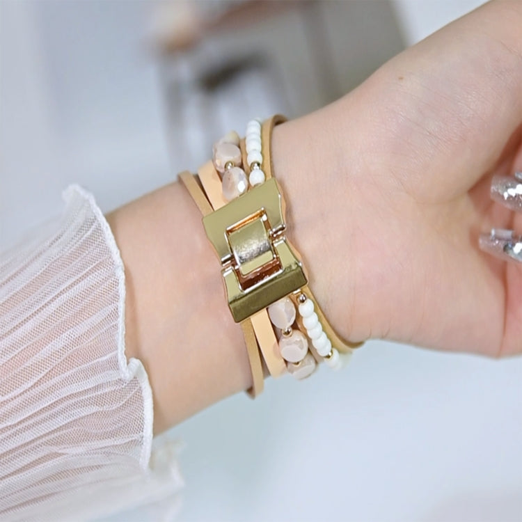 For Apple Watch Ultra 49mm Beaded National Style Bracelet Crystal Watch Band(Rose Gold) - free shipping - PMC TechLife - Order now!