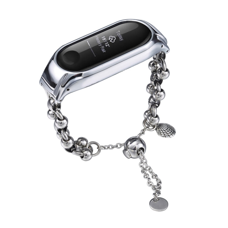 For Xiaomi Mi Band 3 / 4 Beaded Bracelet Metal Watch Band(Silver+Dual Bead) - free shipping - PMC TechLife - Order now!
