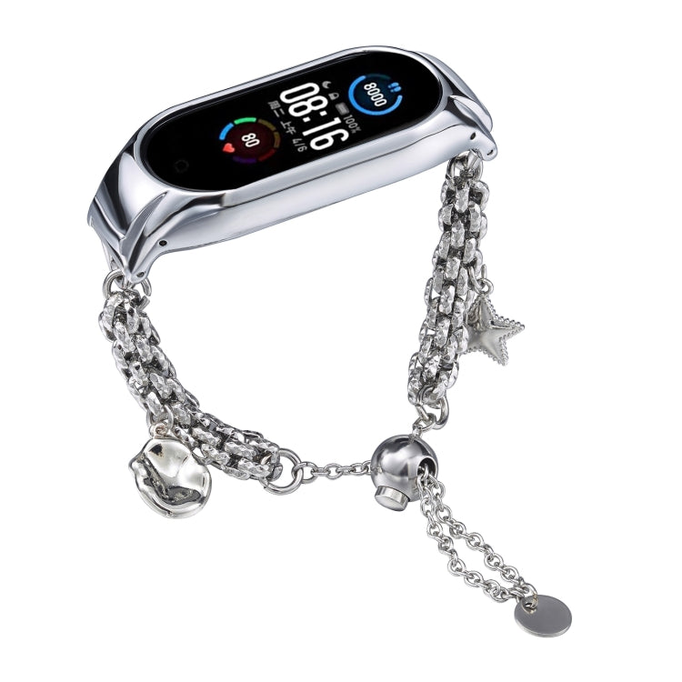 For Xiaomi Mi Band 5 / 6 Beaded Bracelet Metal Watch Band(Silver+Star) - free shipping - PMC TechLife - Order now!
