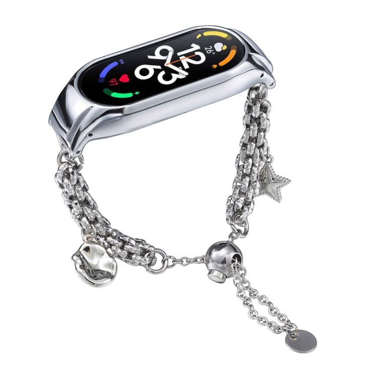 For Xiaomi Mi Band 7 Beaded Bracelet Metal Watch Band(Silver+Star) - free shipping - PMC TechLife - Order now!