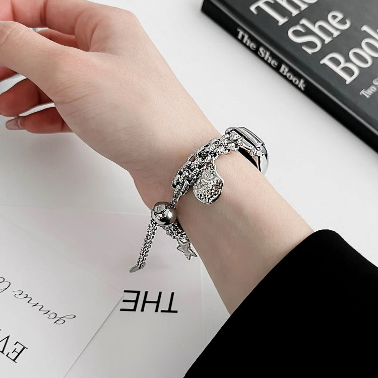 For Xiaomi Mi Band 7 Beaded Bracelet Metal Watch Band(Silver+Star) - free shipping - PMC TechLife - Order now!