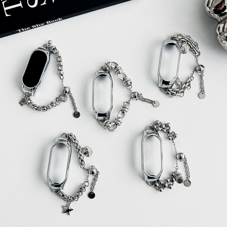 For Xiaomi Mi Band 3 / 4 Beaded Bracelet Metal Watch Band(Silver+Dual Bead) - free shipping - PMC TechLife - Order now!