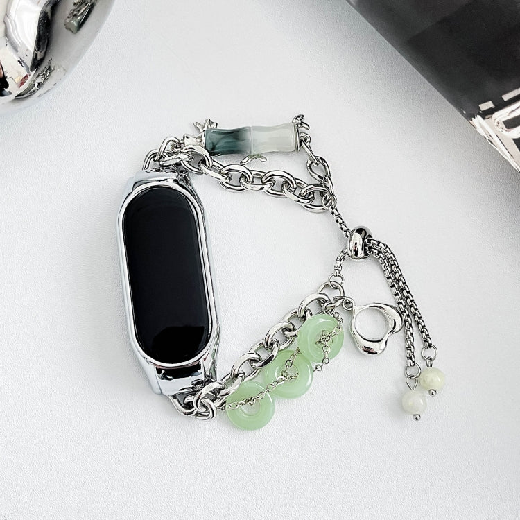 For Xiaomi Mi Band 8 Crystal Beaded Onyx Watch Band(Silver+Jade Donut) - free shipping - PMC TechLife - Order now!