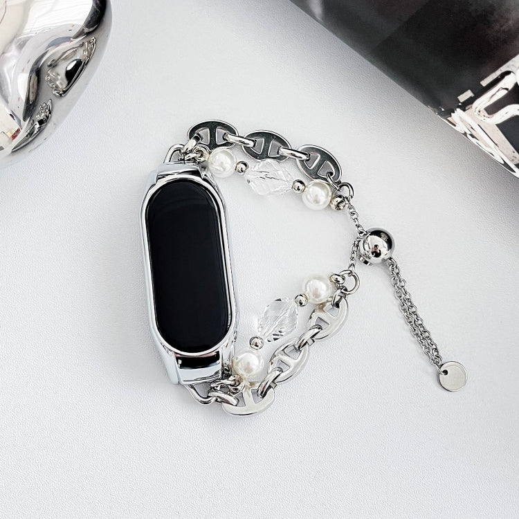 For Xiaomi Mi Band 7 Crystal Beaded Onyx Watch Band(Silver+Crystal Bead) - free shipping - PMC TechLife - Order now!