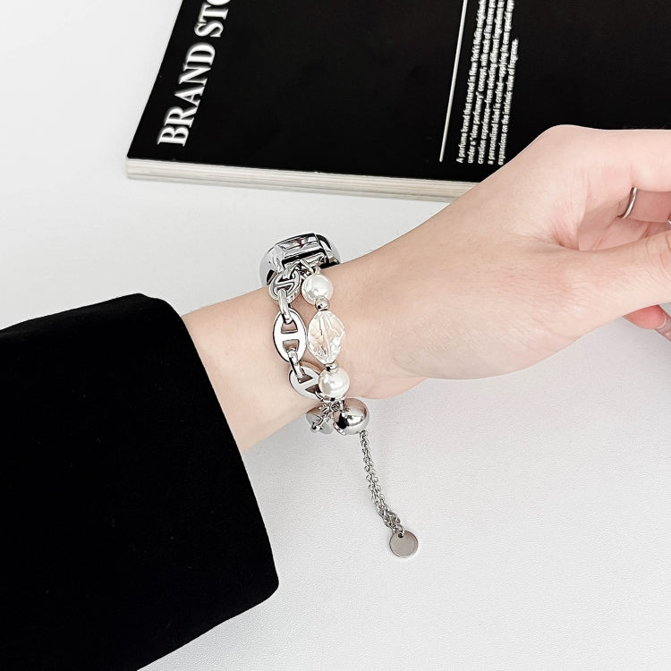 For Xiaomi Mi Band 7 Crystal Beaded Onyx Watch Band(Silver+Crystal Bead) - free shipping - PMC TechLife - Order now!
