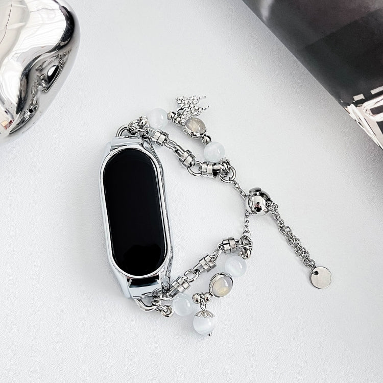 For Xiaomi Mi Band 5 / 6 Crystal Beaded Onyx Watch Band(Silver+Butterfly) - free shipping - PMC TechLife - Order now!