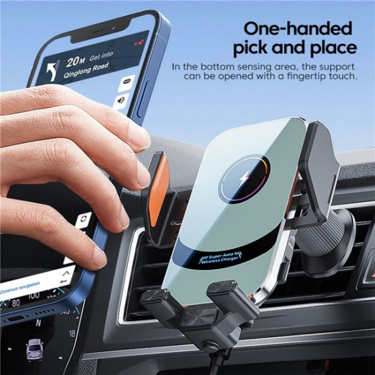 X16 Car Smart Sensor Phone Holder Magnetic Phone Mount Automatic Wireless Charger(Silver) - Wireless Charging Pads by PMC TechLife | Online Shopping South Africa | PMC TechLife | Buy Now Pay Later Mobicred