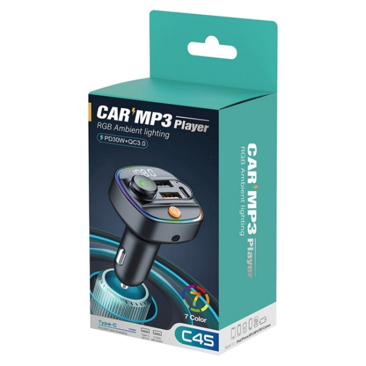 C4S Digital Display Car PD 30W+QC 3.0 Car Charger Audio MP3 Player FM Transmitter - Car Charger by PMC TechLife | Online Shopping South Africa | PMC TechLife | Buy Now Pay Later Mobicred