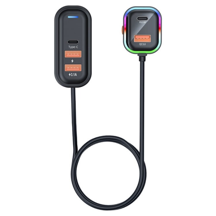 K5 3 USB Fast Charging Car Charger 66W Extension Cord Design 5 Ports Charging Adapter - Car Charger by PMC TechLife | Online Shopping South Africa | PMC TechLife | Buy Now Pay Later Mobicred
