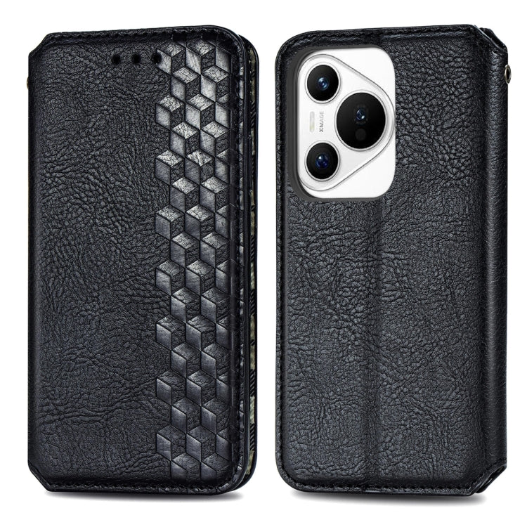 For Huawei Pura 70 Ultra Cubic Grid Pressed Magnetic Leather Phone Case(Black) - Huawei Cases by PMC Jewellery | Online Shopping South Africa | PMC Jewellery | Buy Now Pay Later Mobicred