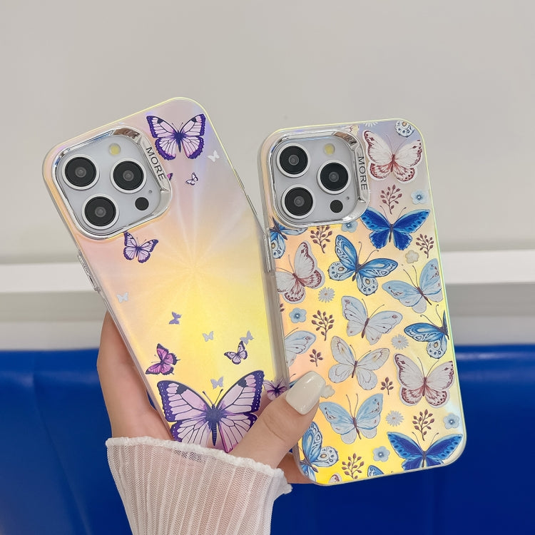 For iPhone 16 Electroplating Laser Butterfly Phone Case(Color Butterflies AB1) - iPhone 16 Cases by PMC TechLife | Online Shopping South Africa | PMC TechLife | Buy Now Pay Later Mobicred