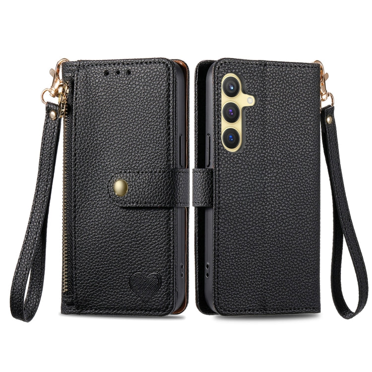 For Samsung Galaxy S25+ 5G Love Zipper Lanyard Leather Phone Case(Black) - Galaxy S25+ 5G Cases by PMC TechLife | Online Shopping South Africa | PMC TechLife | Buy Now Pay Later Mobicred