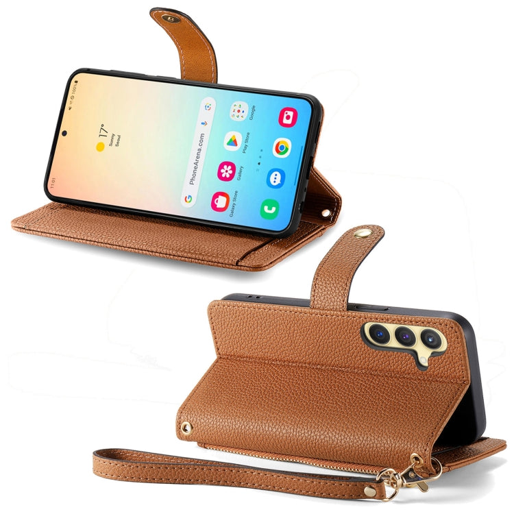 For Samsung Galaxy S25+ 5G Love Zipper Lanyard Leather Phone Case(Brown) - Galaxy S25+ 5G Cases by PMC TechLife | Online Shopping South Africa | PMC TechLife | Buy Now Pay Later Mobicred