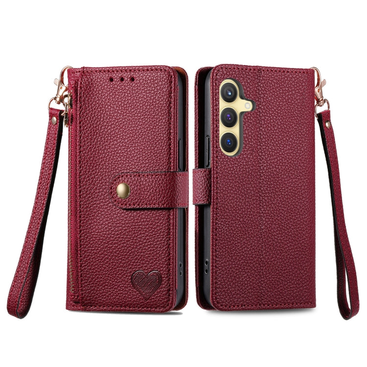 For Samsung Galaxy S25+ 5G Love Zipper Lanyard Leather Phone Case(Red) - Galaxy S25+ 5G Cases by PMC TechLife | Online Shopping South Africa | PMC TechLife | Buy Now Pay Later Mobicred