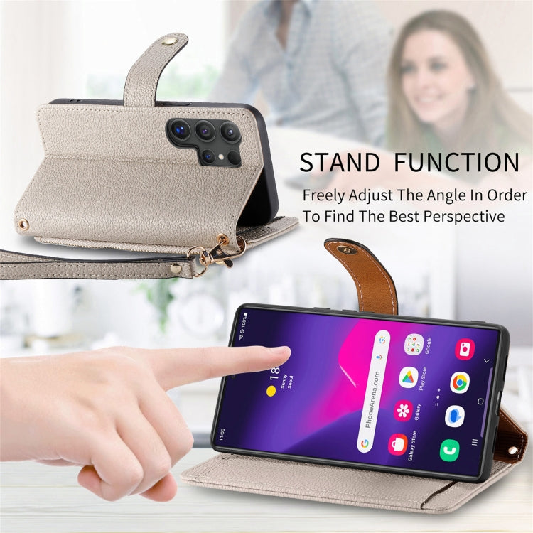 For Samsung Galaxy S25 Ultra 5G Love Zipper Lanyard Leather Phone Case(Gray) - Galaxy S25 Ultra 5G Cases by PMC TechLife | Online Shopping South Africa | PMC TechLife | Buy Now Pay Later Mobicred