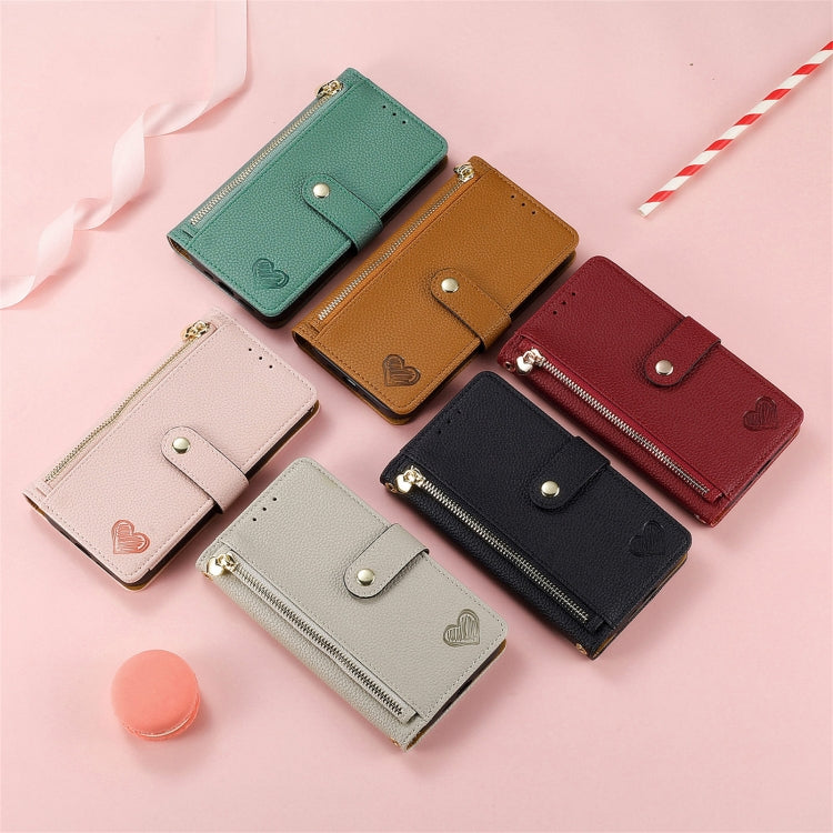 For Samsung Galaxy S25 Ultra 5G Love Zipper Lanyard Leather Phone Case(Brown) - Galaxy S25 Ultra 5G Cases by PMC TechLife | Online Shopping South Africa | PMC TechLife | Buy Now Pay Later Mobicred