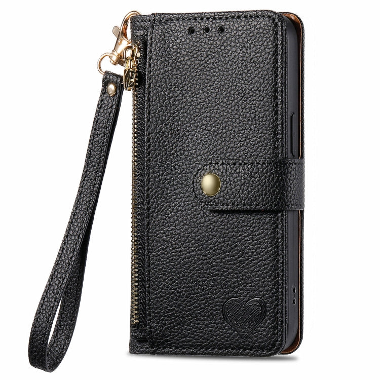 For Huawei Pura 70 Pro Love Zipper Lanyard Leather Phone Case(Black) - Huawei Cases by PMC Jewellery | Online Shopping South Africa | PMC Jewellery | Buy Now Pay Later Mobicred