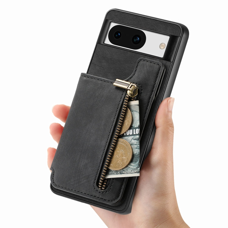 For Google Pixel 9 / 9 Pro Retro Leather Zipper Wallet Back Phone Case(Black) - Google Cases by PMC Jewellery | Online Shopping South Africa | PMC Jewellery | Buy Now Pay Later Mobicred