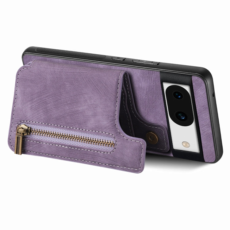 For Google Pixel 9 Pro XL Retro Leather Zipper Wallet Back Phone Case(Purple) - Google Cases by PMC Jewellery | Online Shopping South Africa | PMC Jewellery | Buy Now Pay Later Mobicred