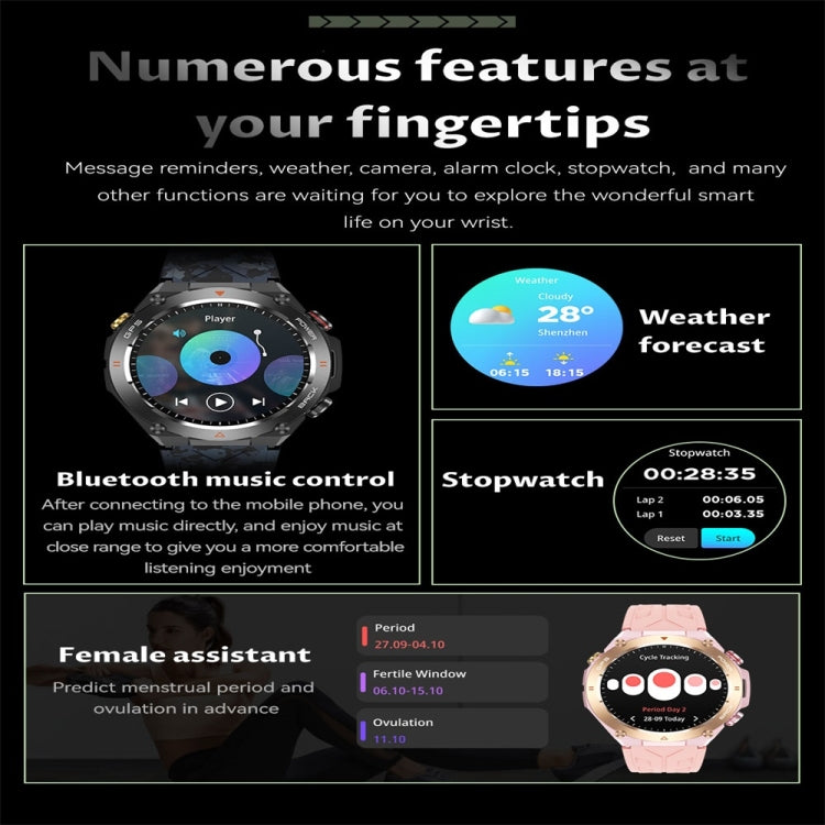 KC82 1.45 inch Color Screen Smart Watch, Support Bluetooth Call / Health Monitoring(Black) - Smart Watches by PMC TechLife | Online Shopping South Africa | PMC TechLife | Buy Now Pay Later Mobicred