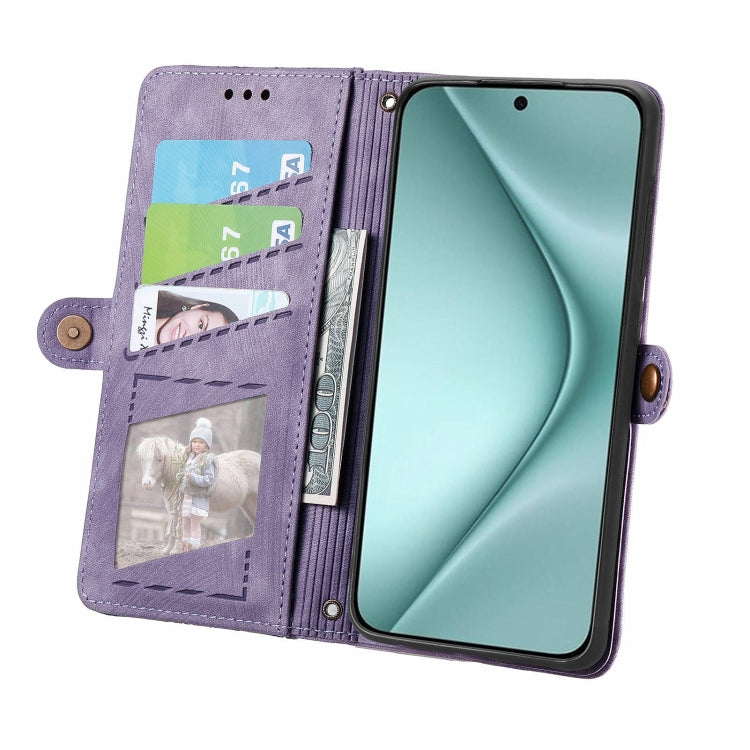 For Huawei Pura 70 Geometric Zipper Wallet Side Buckle Leather Phone Case(Purple) - Huawei Cases by PMC Jewellery | Online Shopping South Africa | PMC Jewellery | Buy Now Pay Later Mobicred