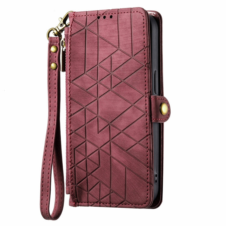 For Huawei Pura 70 Pro Geometric Zipper Wallet Side Buckle Leather Phone Case(Red) - Huawei Cases by PMC Jewellery | Online Shopping South Africa | PMC Jewellery | Buy Now Pay Later Mobicred