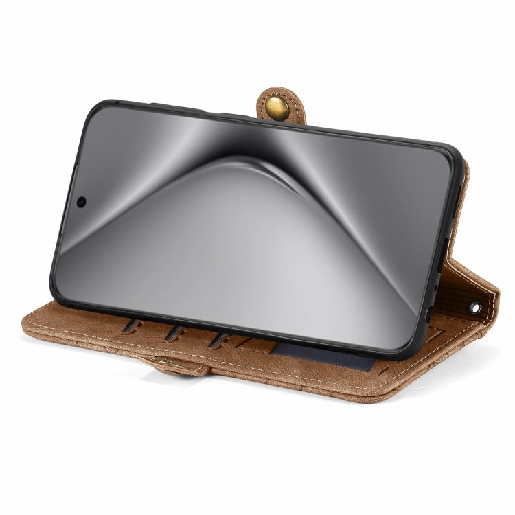 For Huawei Pura 70 Pro+ Geometric Zipper Wallet Side Buckle Leather Phone Case(Brown) - Huawei Cases by PMC Jewellery | Online Shopping South Africa | PMC Jewellery | Buy Now Pay Later Mobicred