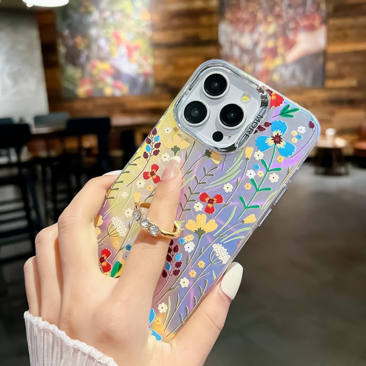 For iPhone 16 Pro Electroplating Laser Flower Ring Holder TPU Phone Case(Pear Blossom AH17) - iPhone 16 Pro Cases by PMC TechLife | Online Shopping South Africa | PMC TechLife | Buy Now Pay Later Mobicred