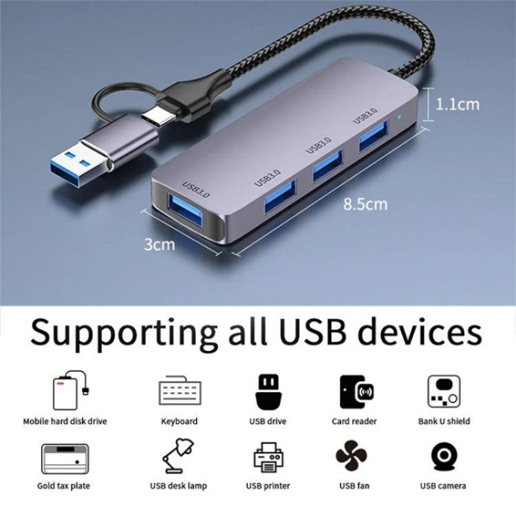 T203 USB + Type-C 3.0 Converter Hub 5Gbps USB 3.0 Data Transfer Adapter for Laptop / Tablet PC - USB 3.0 HUB by PMC Jewellery | Online Shopping South Africa | PMC Jewellery | Buy Now Pay Later Mobicred