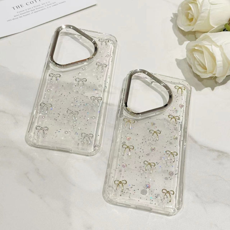 For Huawei Pura 70 Small Fresh Bow TPU Phone Case(Silver Bow) - Huawei Cases by PMC Jewellery | Online Shopping South Africa | PMC Jewellery | Buy Now Pay Later Mobicred