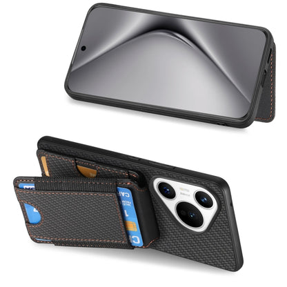 For Huawei Pura 70 Pro Carbon Fiber Vertical Flip Wallet Stand Phone Case(Black) - Huawei Cases by PMC Jewellery | Online Shopping South Africa | PMC Jewellery | Buy Now Pay Later Mobicred