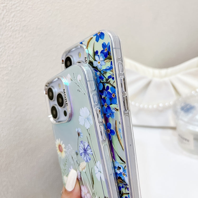 For iPhone 16 Pro Max Electroplating Laser Flower Phone Case with Wrist Strap(Chrysanthemum AH5) - iPhone 16 Pro Max Cases by PMC Jewellery | Online Shopping South Africa | PMC Jewellery | Buy Now Pay Later Mobicred