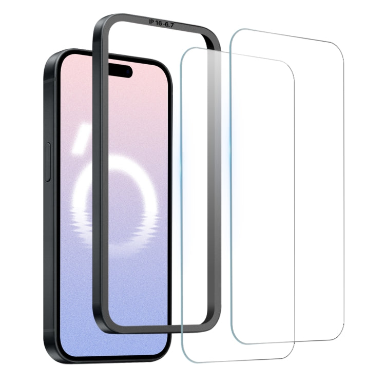 For iPhone 16 Plus NORTHJO 2pcs A++ Screen Protector Tempered Glass Film with Installation Frame - iPhone 16 Plus Tempered Glass by NORTHJO | Online Shopping South Africa | PMC TechLife | Buy Now Pay Later Mobicred