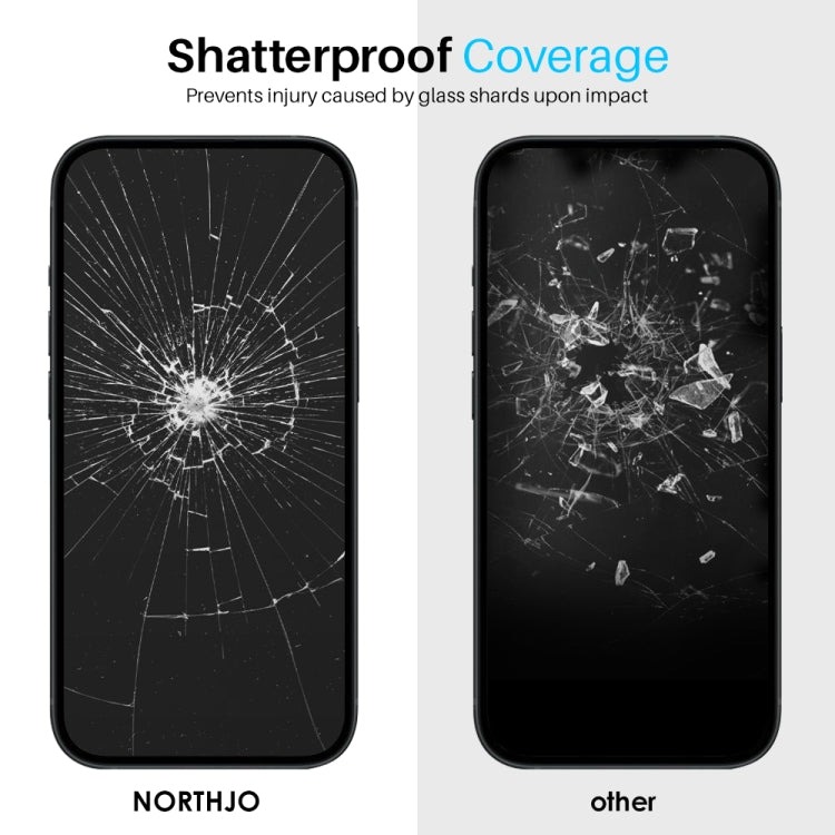 For iPhone 16 Pro NORTHJO 2pcs A++ Screen Protector Tempered Glass Film with Installation Frame - iPhone 16 Pro Tempered Glass by NORTHJO | Online Shopping South Africa | PMC Jewellery | Buy Now Pay Later Mobicred