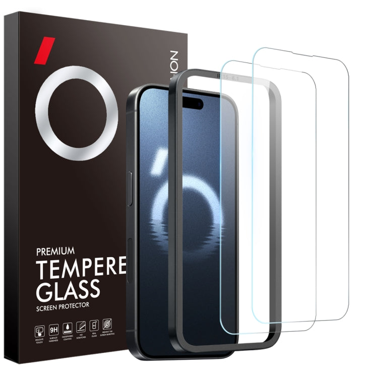 For iPhone 16 Pro Max NORTHJO 2pcs A++ Screen Protector Tempered Glass Film with Installation Frame - iPhone 16 Pro Max Tempered Glass by NORTHJO | Online Shopping South Africa | PMC TechLife | Buy Now Pay Later Mobicred