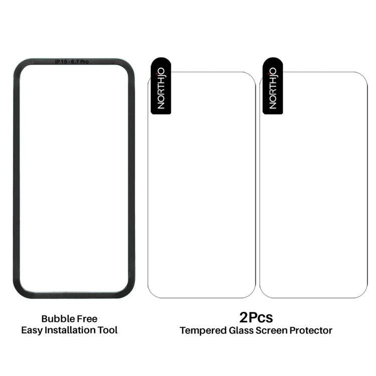 For iPhone 16 Pro Max NORTHJO 2pcs A++ Screen Protector Tempered Glass Film with Installation Frame - iPhone 16 Pro Max Tempered Glass by NORTHJO | Online Shopping South Africa | PMC TechLife | Buy Now Pay Later Mobicred