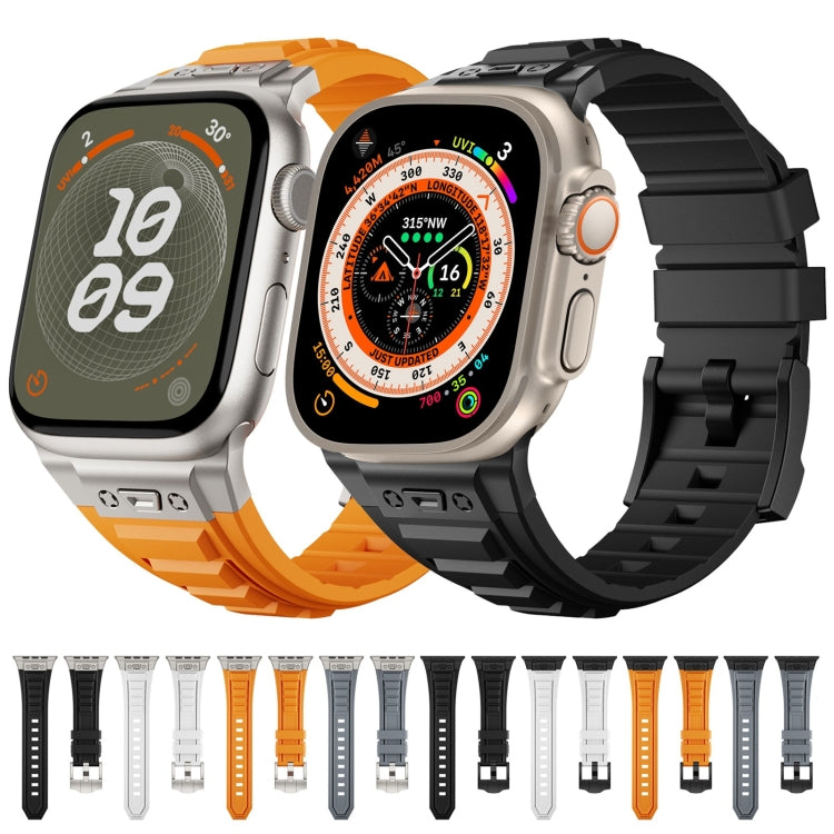 For Apple Watch SE 2023 44mm Metal Connector Silicone Watch Band(Black+Titanium Color Buckle) - free shipping - PMC TechLife - Order now!