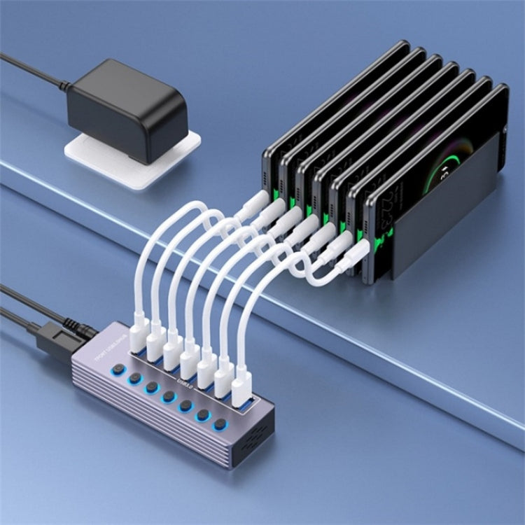 U307 Aluminum Alloy 7-Ports Splitter 5Gbps High Speed USB 3.0 Hub with Independent Switch - USB 3.0 HUB by PMC Jewellery | Online Shopping South Africa | PMC Jewellery | Buy Now Pay Later Mobicred