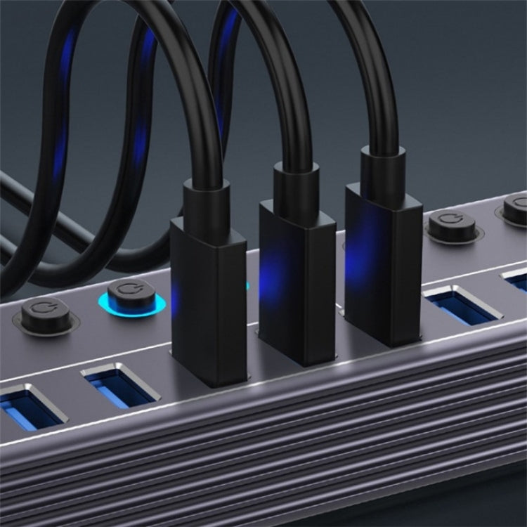 U310 10-in-1 USB 3.0 Extension HUB USB Power Charging Station with Individual Switch - USB 3.0 HUB by PMC Jewellery | Online Shopping South Africa | PMC Jewellery | Buy Now Pay Later Mobicred
