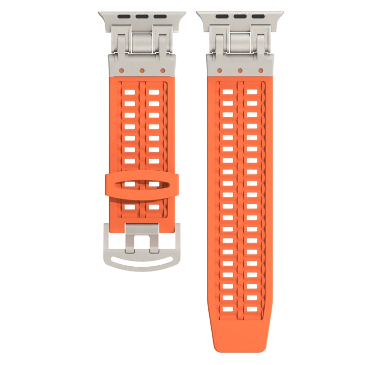 For Apple Watch SE 2023 44mm Mecha Two Claw Silicone Watch Band(Orange) - free shipping - PMC TechLife - Order now!