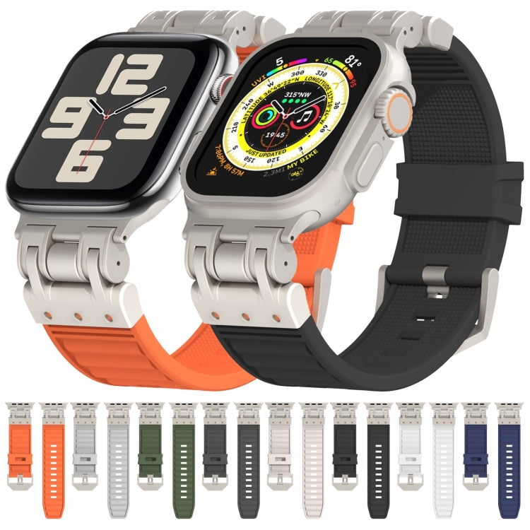 For Apple Watch SE 2023 44mm Metal Mecha Plaid Silicone Watch Band(Orange) - free shipping - PMC TechLife - Order now!