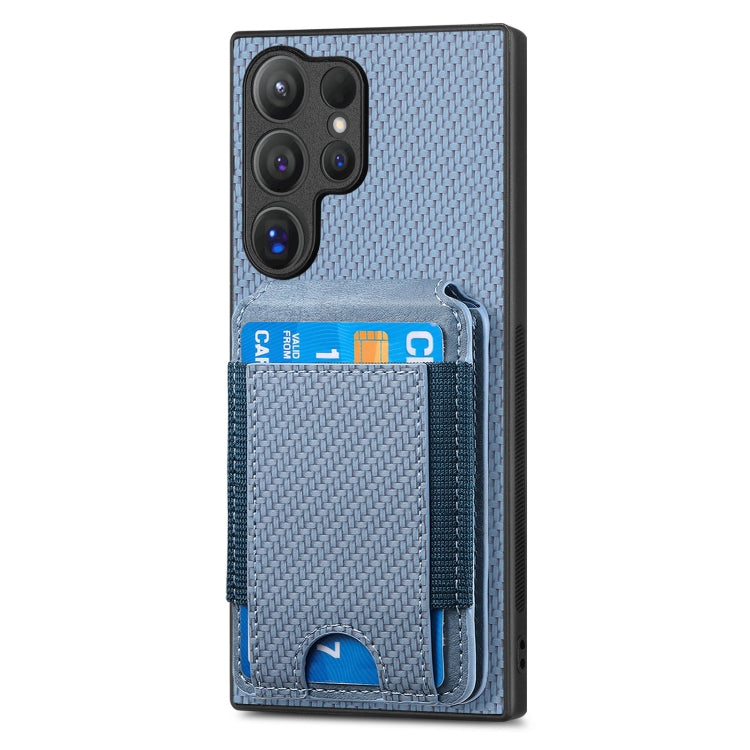 For Samsung Galaxy S24 Ultra 5G Carbon Fiber Vertical Flip Wallet Stand Phone Case(Blue) - Galaxy S24 Ultra 5G Cases by PMC Jewellery | Online Shopping South Africa | PMC Jewellery | Buy Now Pay Later Mobicred