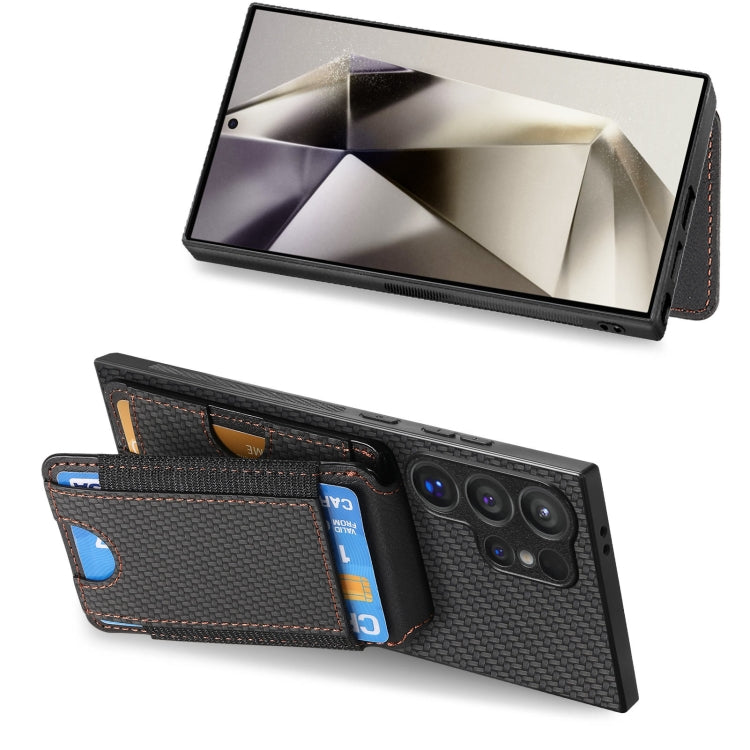 For Samsung Galaxy S24 Ultra 5G Carbon Fiber Vertical Flip Wallet Stand Phone Case(Black) - Galaxy S24 Ultra 5G Cases by PMC Jewellery | Online Shopping South Africa | PMC Jewellery | Buy Now Pay Later Mobicred