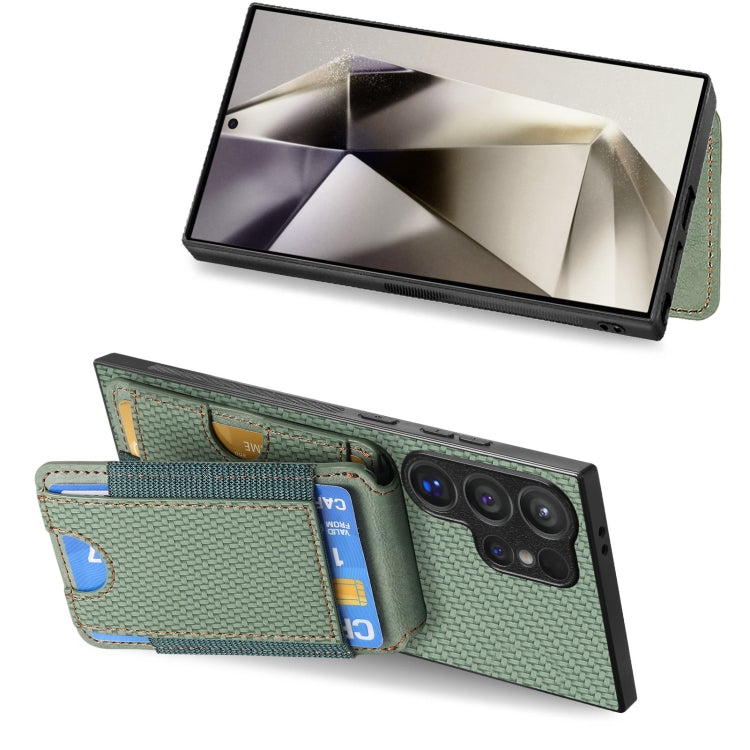 For Samsung Galaxy S24 Ultra 5G Carbon Fiber Vertical Flip Wallet Stand Phone Case(Green) - Galaxy S24 Ultra 5G Cases by PMC Jewellery | Online Shopping South Africa | PMC Jewellery | Buy Now Pay Later Mobicred