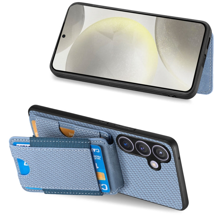 For Samsung Galaxy S24+ 5G Carbon Fiber Vertical Flip Wallet Stand Phone Case(Blue) - Galaxy S24+ 5G Cases by PMC Jewellery | Online Shopping South Africa | PMC Jewellery | Buy Now Pay Later Mobicred