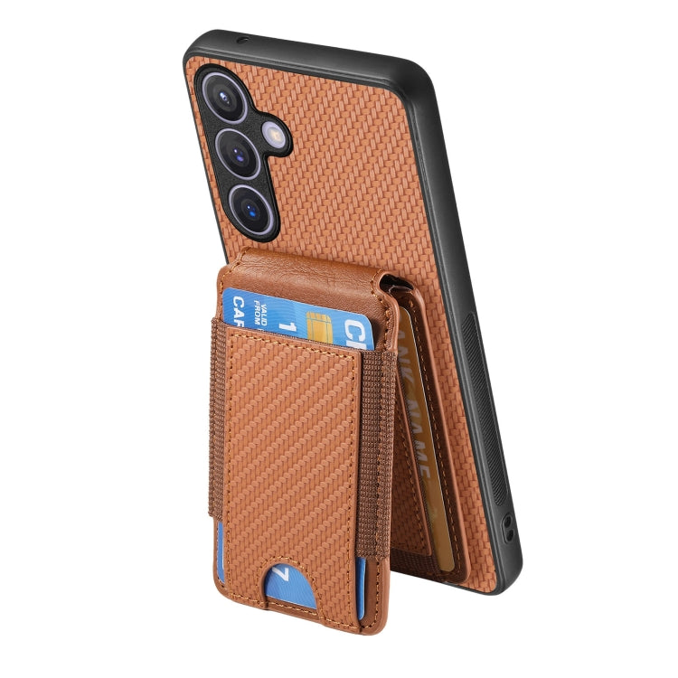 For Samsung Galaxy S24+ 5G Carbon Fiber Vertical Flip Wallet Stand Phone Case(Brown) - Galaxy S24+ 5G Cases by PMC Jewellery | Online Shopping South Africa | PMC Jewellery | Buy Now Pay Later Mobicred