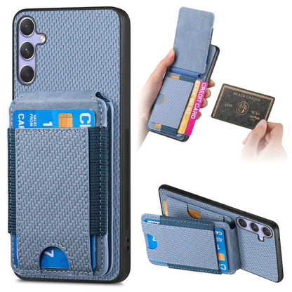 For Samsung Galaxy S25 5G Carbon Fiber Vertical Flip Wallet Stand Phone Case(Blue) - Galaxy S25 5G Cases by PMC Jewellery | Online Shopping South Africa | PMC Jewellery | Buy Now Pay Later Mobicred